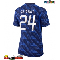 Camisa de Futebol França Rayan Cherki #24 Equipamento Principal Mulheres Mundo 2026 Manga Curta